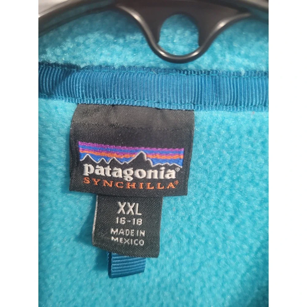 Patagonia Synchilla Snap-T Fleece Pullover Kids XXL 16 Blue Pink Colorblock #2 - Picture 7 of 7